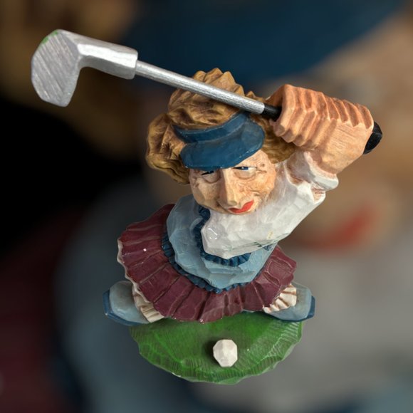 Vtg Set of 2 David Frykman Figurines The Golfers Funny Ol Lady & Ol Man Bookends - Picture 6 of 15